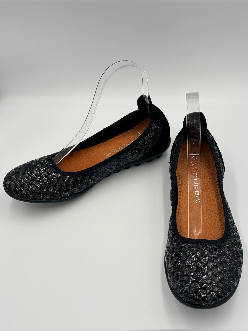 Bernie Mev Black Woven Shimmer Sparkle Balletcore Slip On Flats Size 9 - Picture 8 of 14